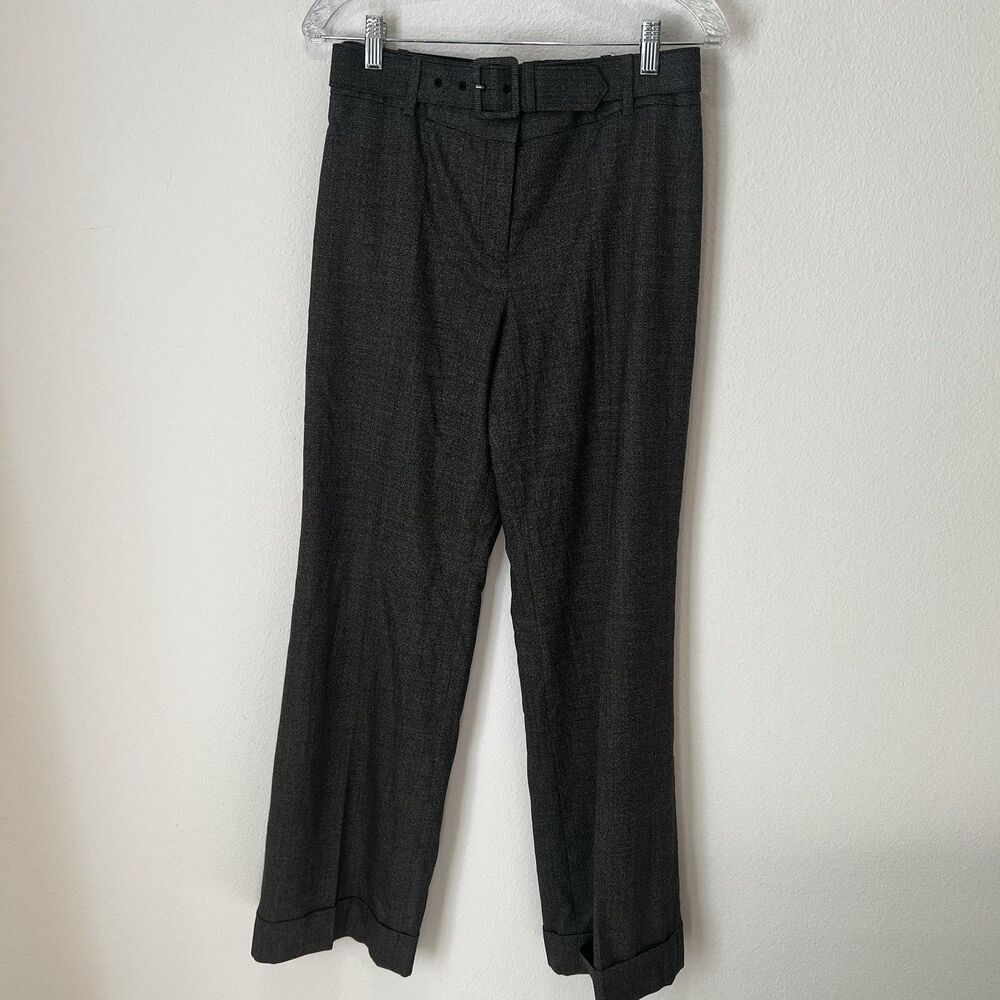 Ann Taylor Signature Fit Trouser Dress Pants  Size 6 Gray Wool Belted Classic